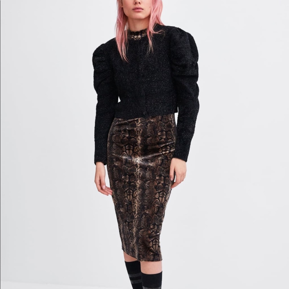 ZARA Snakeprint Mock Neck Print Dress